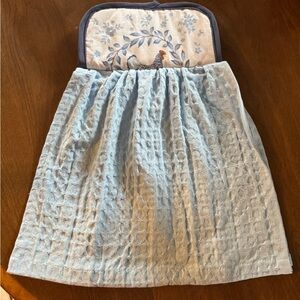 Light Blue Kids Hanging Kitchen Towel with Rooster Accent